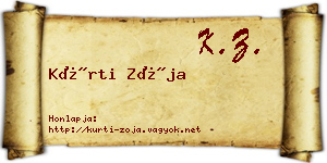 Kürti Zója névjegykártya